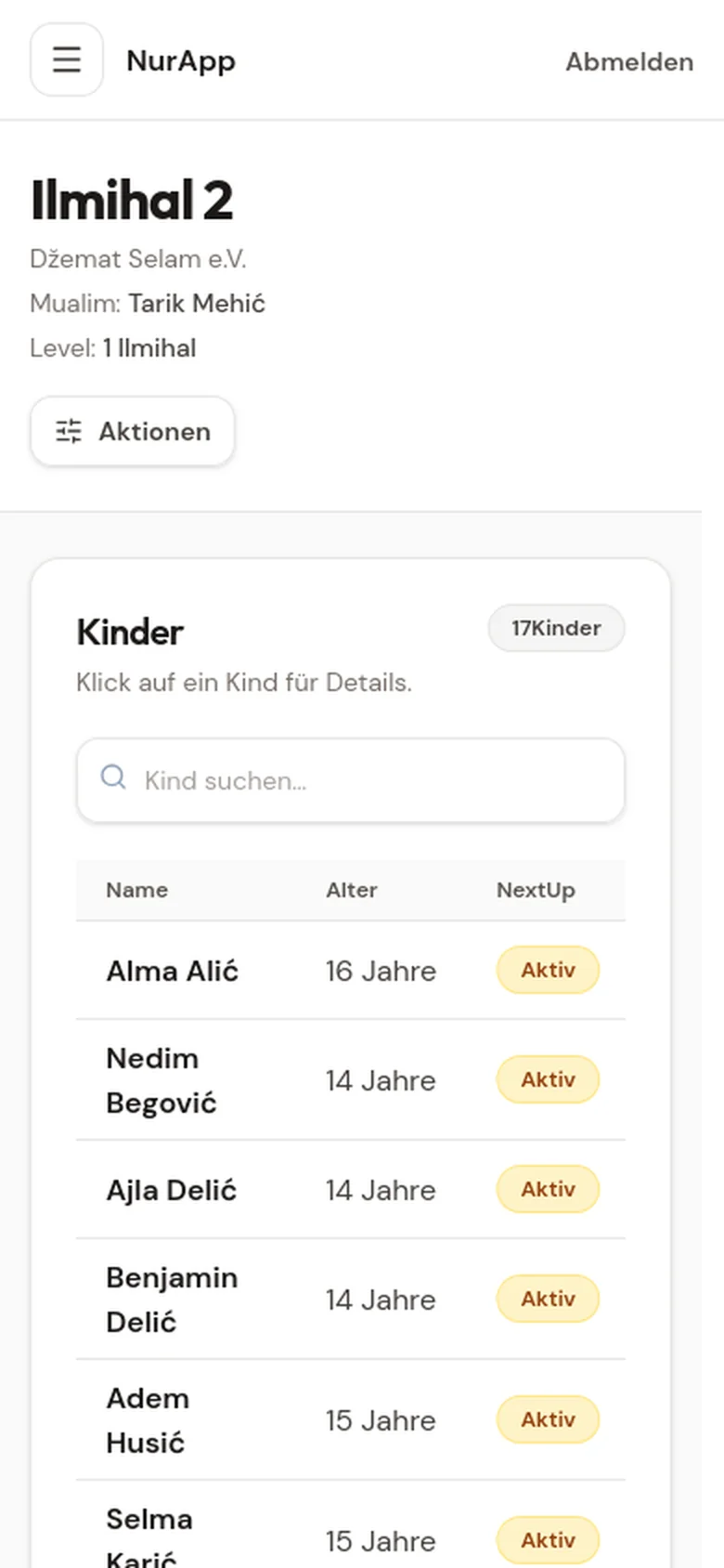 Mekteb-Gruppe auf dem Smartphone